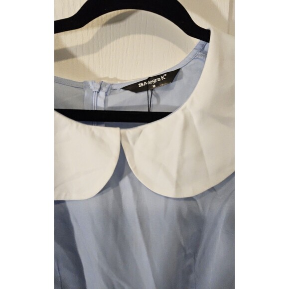 Allegra K Contrast Peter Pan Puff Short Sleeve Dress Size Medium NWOT - Picture 5 of 7